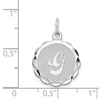 Sterling Silver Rhodium-plated Brocaded Letter G Initial Pendant view 4