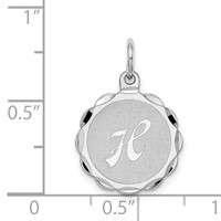 Sterling Silver Rhodium-plated Brocaded Letter H Initial Pendant view 4