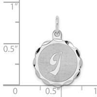 Sterling Silver Rhodium-plated Brocaded Letter I Initial Pendant view 4