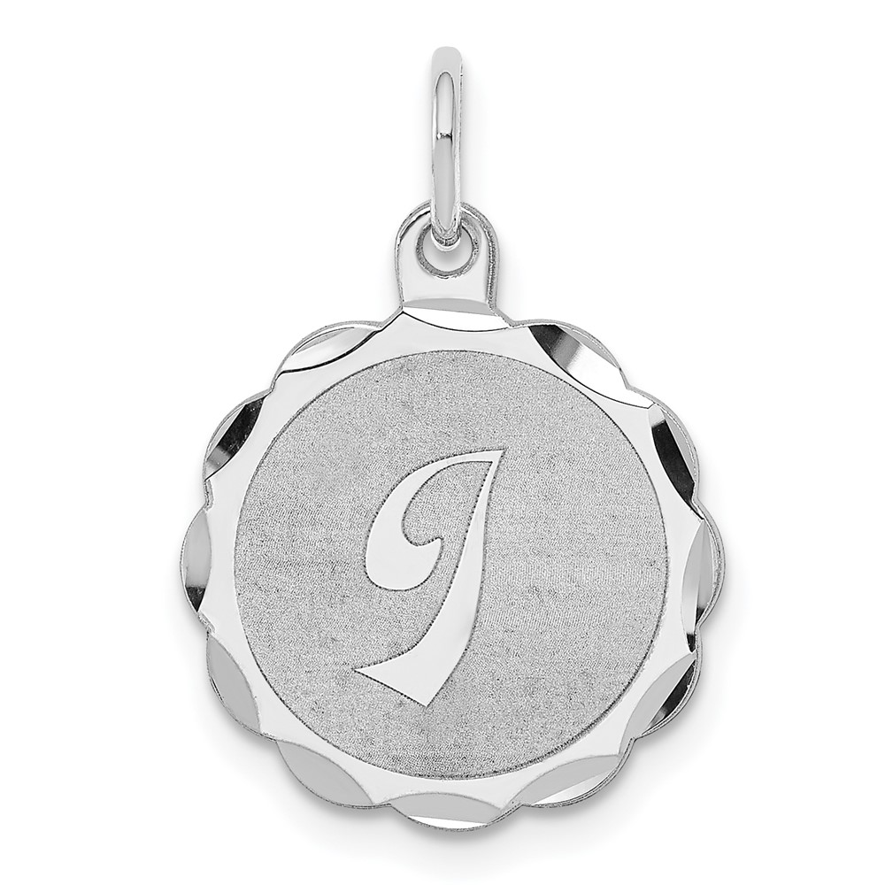 Sterling Silver Rhodium-plated Brocaded Letter I Initial Pendant