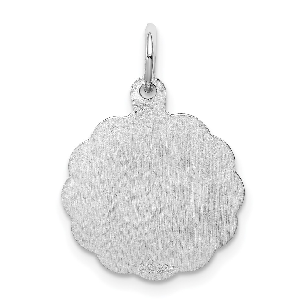 Sterling Silver/Rhodium-plated Brocaded Letter J Initial Pendant (QC4161J)