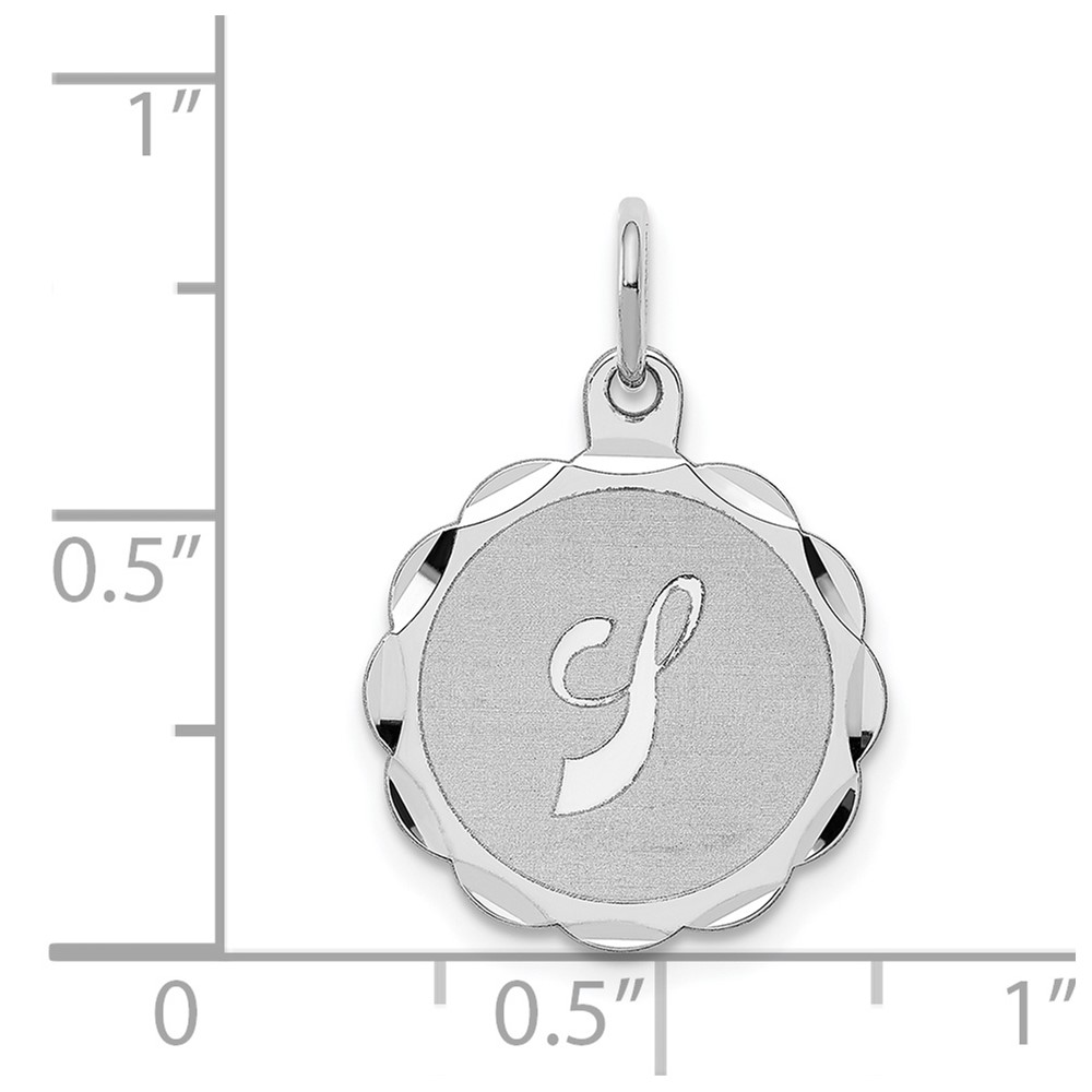Sterling Silver/Rhodium-plated Brocaded Letter J Initial Pendant (QC4161J)