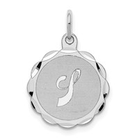 Sterling Silver Rhodium-plated Brocaded Letter J Initial Pendant view 1