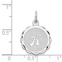 Sterling Silver Rhodium-plated Brocaded Letter K Initial Pendant view 3