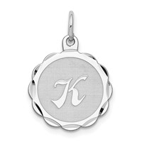 Sterling Silver Rhodium-plated Brocaded Letter K Initial Pendant view 1