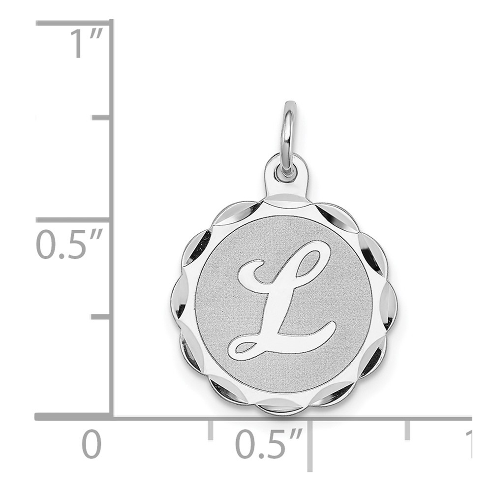 Sterling Silver/Rhodium-plated Brocaded Letter L Initial Pendant (QC4161L)