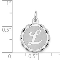 Sterling Silver Rhodium-plated Brocaded Letter L Initial Pendant view 4