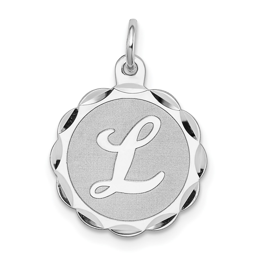 Sterling Silver/Rhodium-plated Brocaded Letter L Initial Pendant (QC4161L)