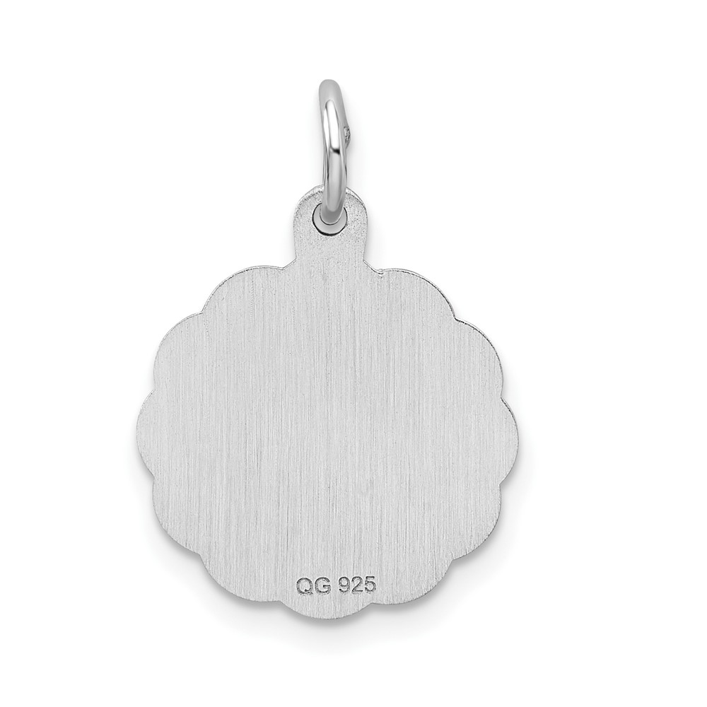 Sterling Silver/Rhodium-plated Brocaded Letter M Initial Pendant (QC4161M)