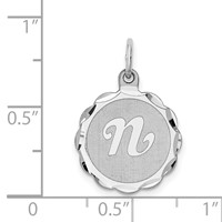 Sterling Silver Rhodium-plated Brocaded Letter N Initial Pendant view 4