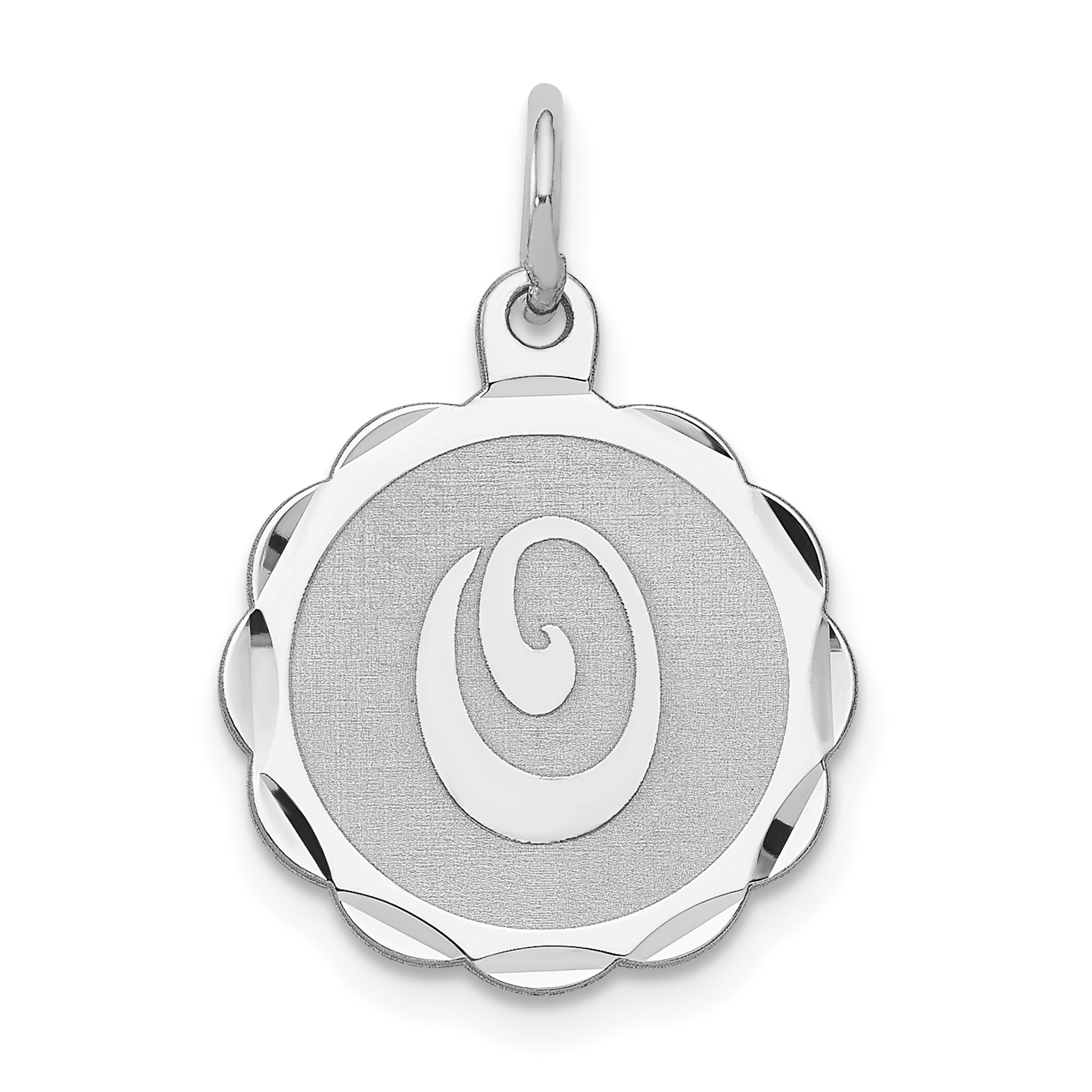 Sterling Silver/Rhodium-plated Brocaded Letter O Initial Pendant (QC4161O)