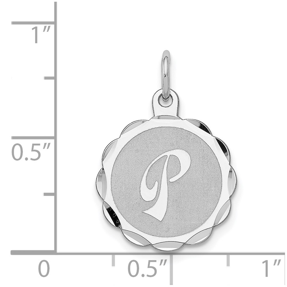 Sterling Silver/Rhodium-plated Brocaded Letter P Initial Pendant (QC4161P)