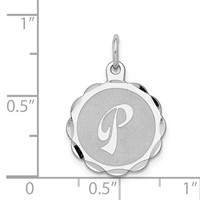 Sterling Silver Rhodium-plated Brocaded Letter P Initial Pendant view 4