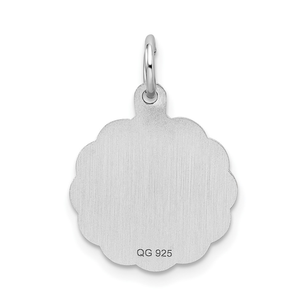 Sterling Silver/Rhodium-plated Brocaded Letter R Initial Pendant (QC4161R)