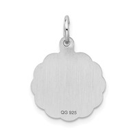 Sterling Silver Rhodium-plated Brocaded Letter R Initial Pendant view 3