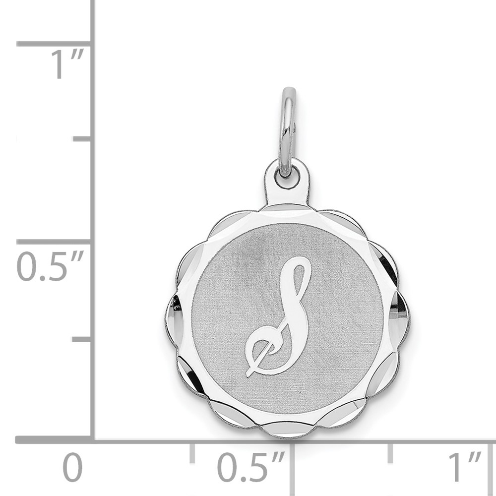 Sterling Silver/Rhodium-plated Brocaded Letter S Initial Pendant (QC4161S)