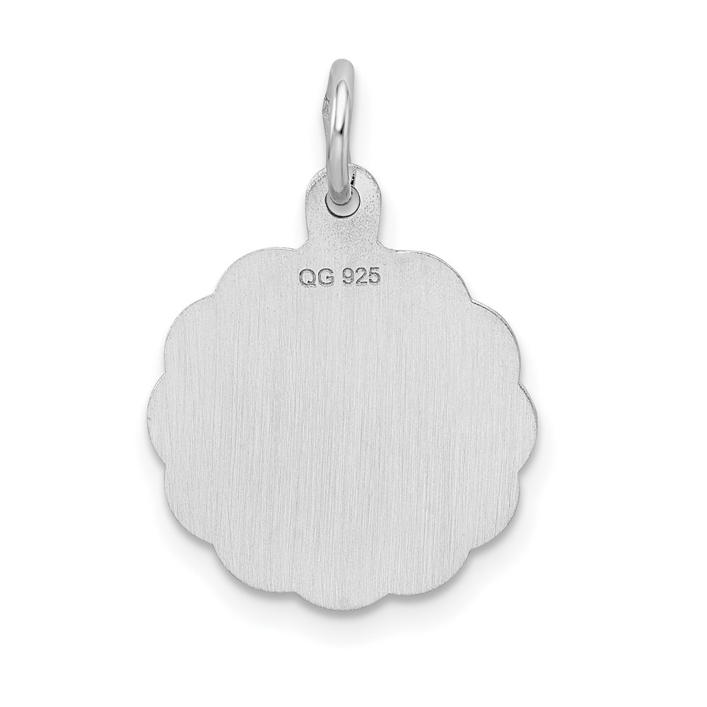 Sterling Silver/Rhodium-plated Brocaded Letter T Initial Pendant (QC4161T)