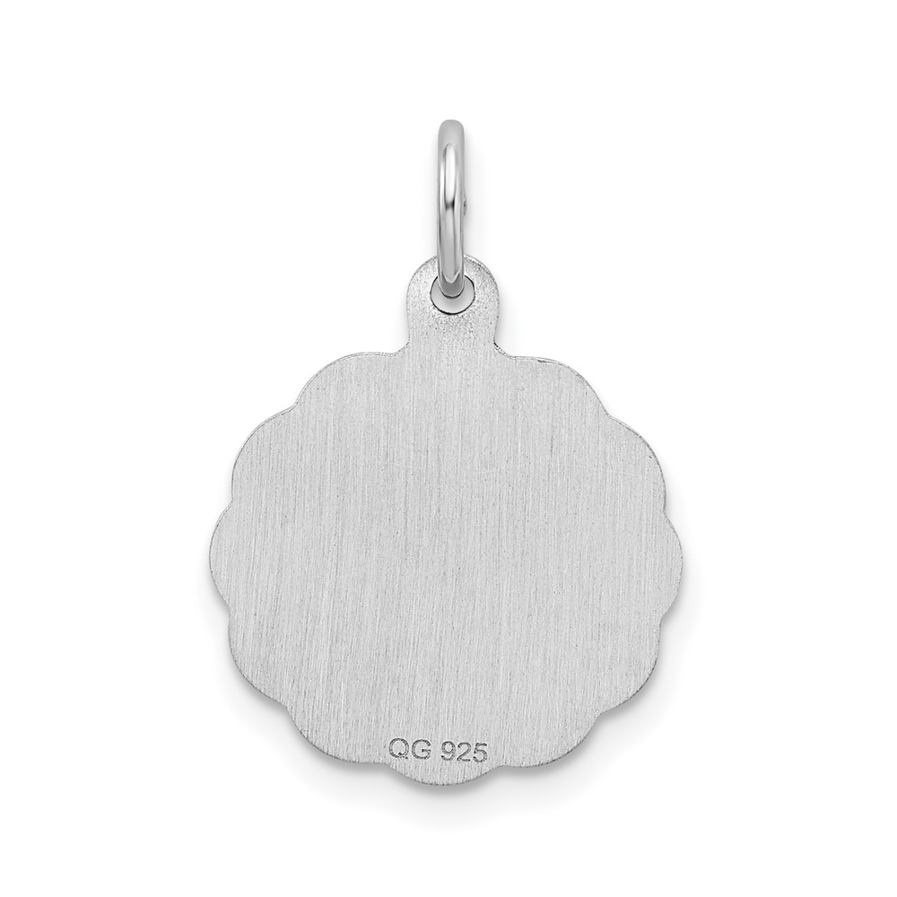 Sterling Silver/Rhodium-plated Brocaded Letter V Initial Pendant (QC4161V)