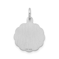 Sterling Silver Rhodium-plated Brocaded Letter V Initial Pendant view 3