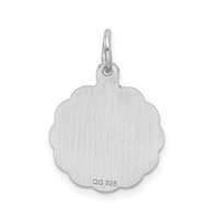 Sterling Silver Rhodium-plated Brocaded Letter W Initial Pendant view 3