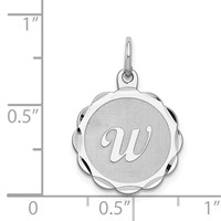 Sterling Silver Rhodium-plated Brocaded Letter W Initial Pendant view 4