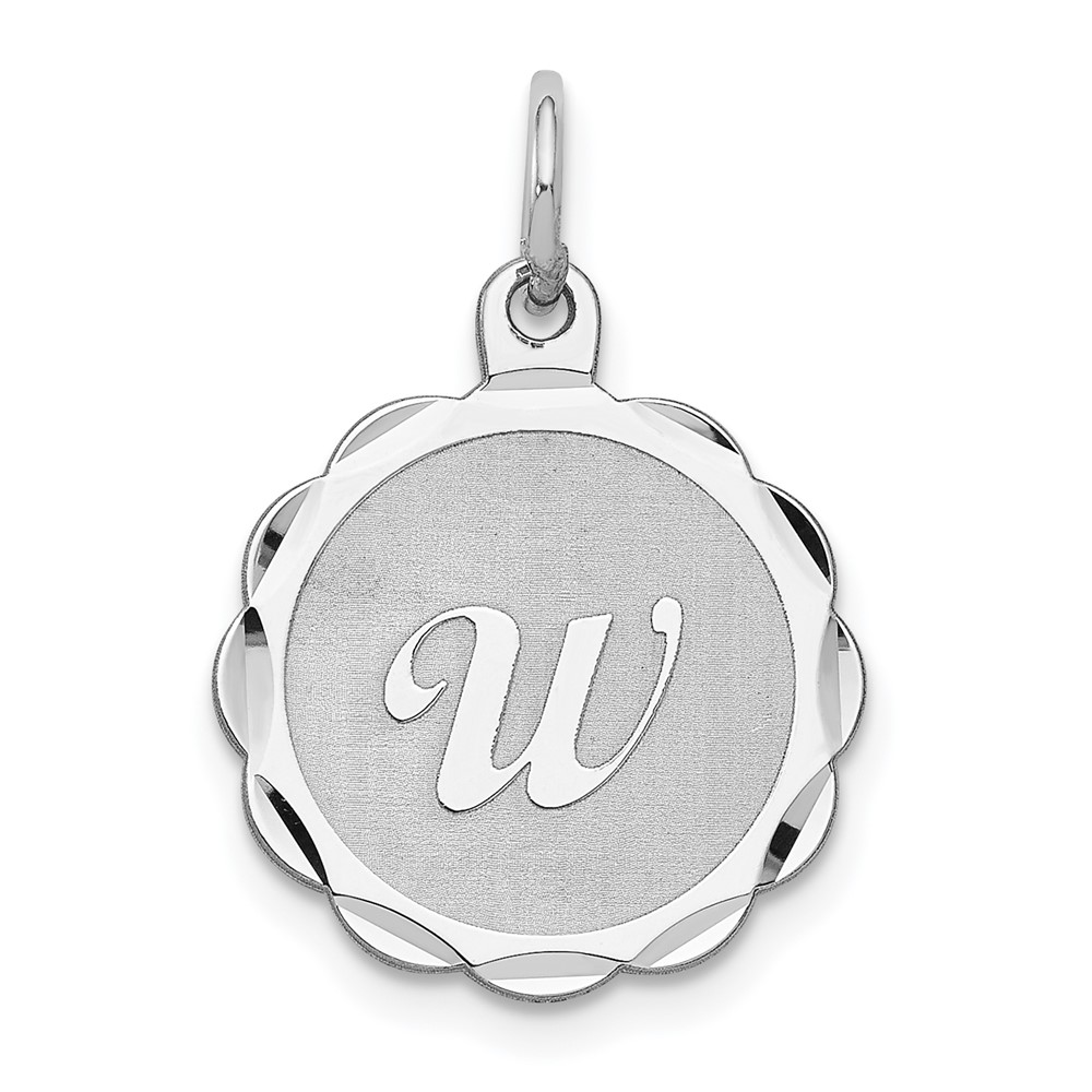 Sterling Silver Rhodium-plated Brocaded Letter W Initial Pendant