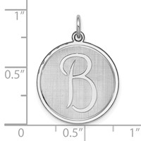 Sterling Silver Rhodium-plated Brocaded Letter B Initial Charm view 3