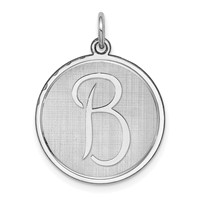 Sterling Silver Rhodium-plated Brocaded Letter B Initial Charm view 1