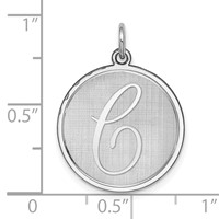 Sterling Silver Rhodium-plated Brocaded Letter C Initial Charm view 3