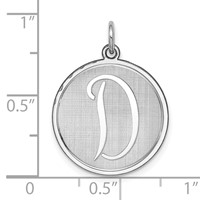Sterling Silver Rhodium-plated Brocaded Letter D Initial Charm view 3
