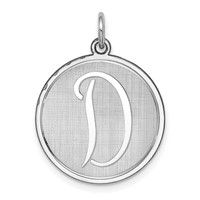 Sterling Silver Rhodium-plated Brocaded Letter D Initial Charm view 1