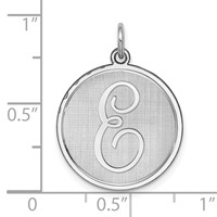 Sterling Silver Rhodium-plated Brocaded Letter E Initial Charm view 3