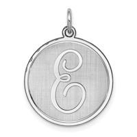 Sterling Silver Rhodium-plated Brocaded Letter E Initial Charm view 1