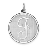 Sterling Silver Rhodium-plated Brocaded Letter F Initial Charm view 1