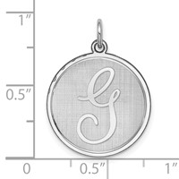 Sterling Silver Rhodium-plated Brocaded Letter G Initial Charm view 3