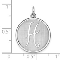 Sterling Silver Rhodium-plated Brocaded Letter H Initial Charm view 3