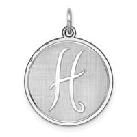 Sterling Silver Rhodium-plated Brocaded Letter H Initial Charm view 1