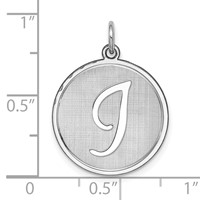 Sterling Silver Rhodium-plated Brocaded Letter I Initial Charm view 3
