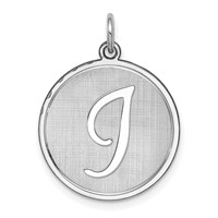Sterling Silver Rhodium-plated Brocaded Letter I Initial Charm view 1
