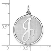 Sterling Silver Rhodium-plated Brocaded Letter J Initial Charm view 3