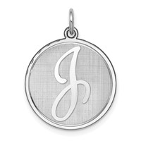 Sterling Silver Rhodium-plated Brocaded Letter J Initial Charm view 1