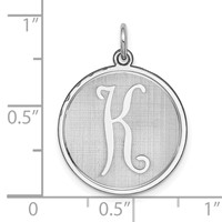 Sterling Silver Rhodium-plated Brocaded Letter K Initial Charm view 3