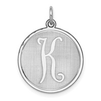 Sterling Silver Rhodium-plated Brocaded Letter K Initial Charm view 1