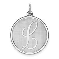 Sterling Silver Rhodium-plated Brocaded Letter L Initial Charm view 1
