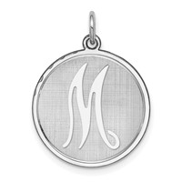 Sterling Silver Rhodium-plated Brocaded Letter M Initial Charm view 1