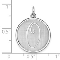Sterling Silver Rhodium-plated Brocaded Letter O Initial Charm view 3