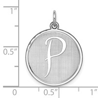 Sterling Silver Rhodium-plated Brocaded Letter P Initial Charm view 3