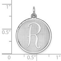 Sterling Silver Rhodium-plated Brocaded Letter R Initial Charm view 3