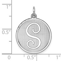 Sterling Silver Rhodium-plated Brocaded Letter S Initial Charm view 3