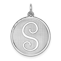 Sterling Silver Rhodium-plated Brocaded Letter S Initial Charm view 1